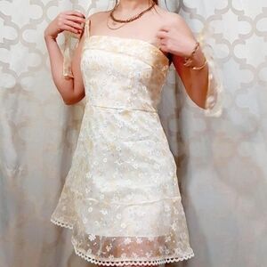 Floral Yellow and White Dress